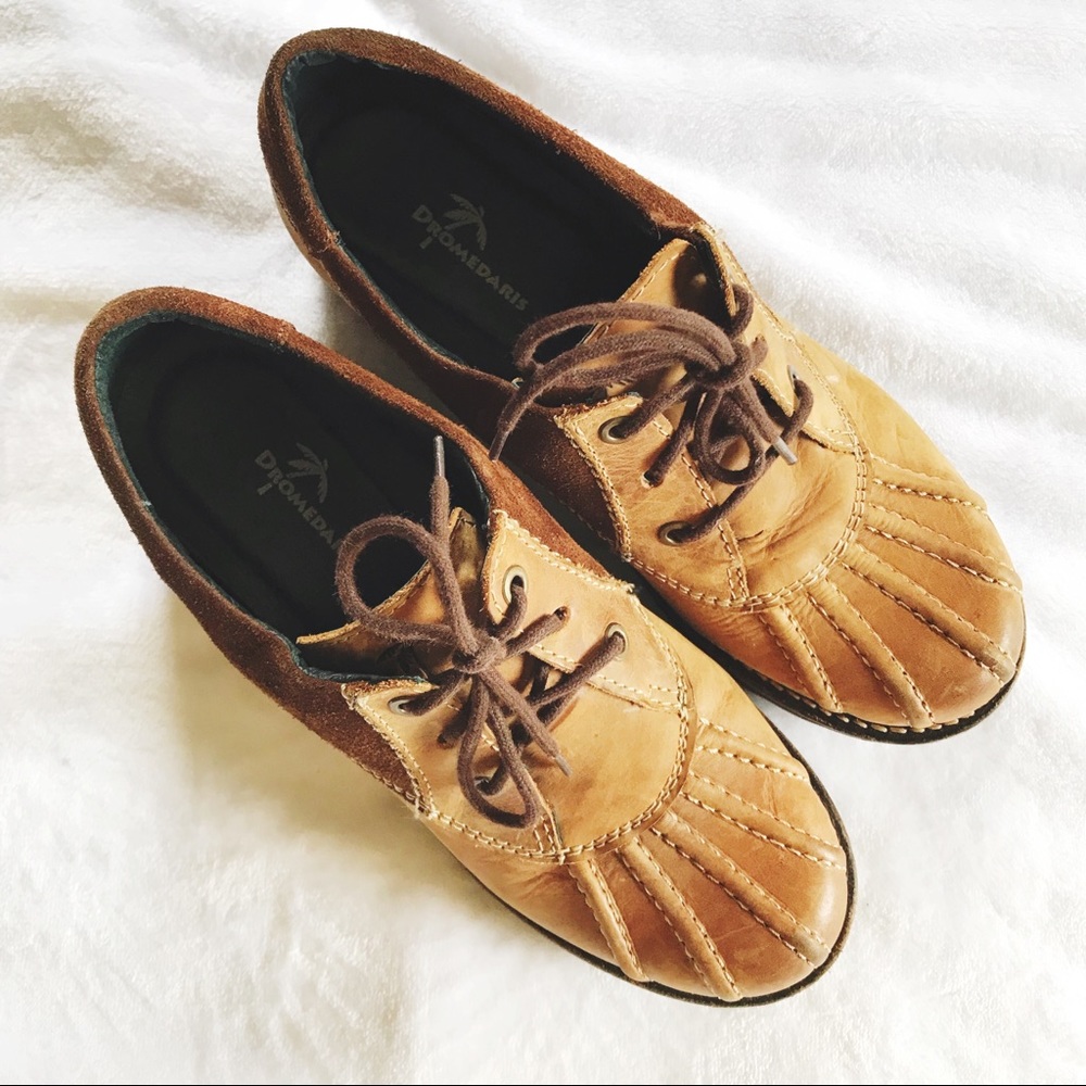 Dromedaris oxford heel brown leather size 8